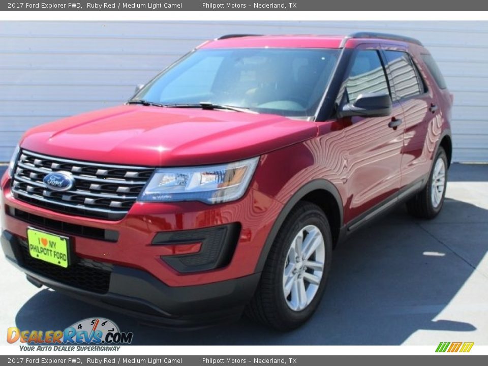 2017 Ford Explorer FWD Ruby Red / Medium Light Camel Photo #3