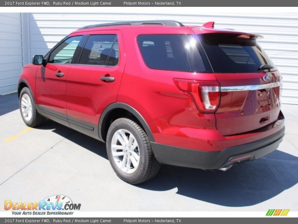 2017 Ford Explorer FWD Ruby Red / Medium Light Camel Photo #5