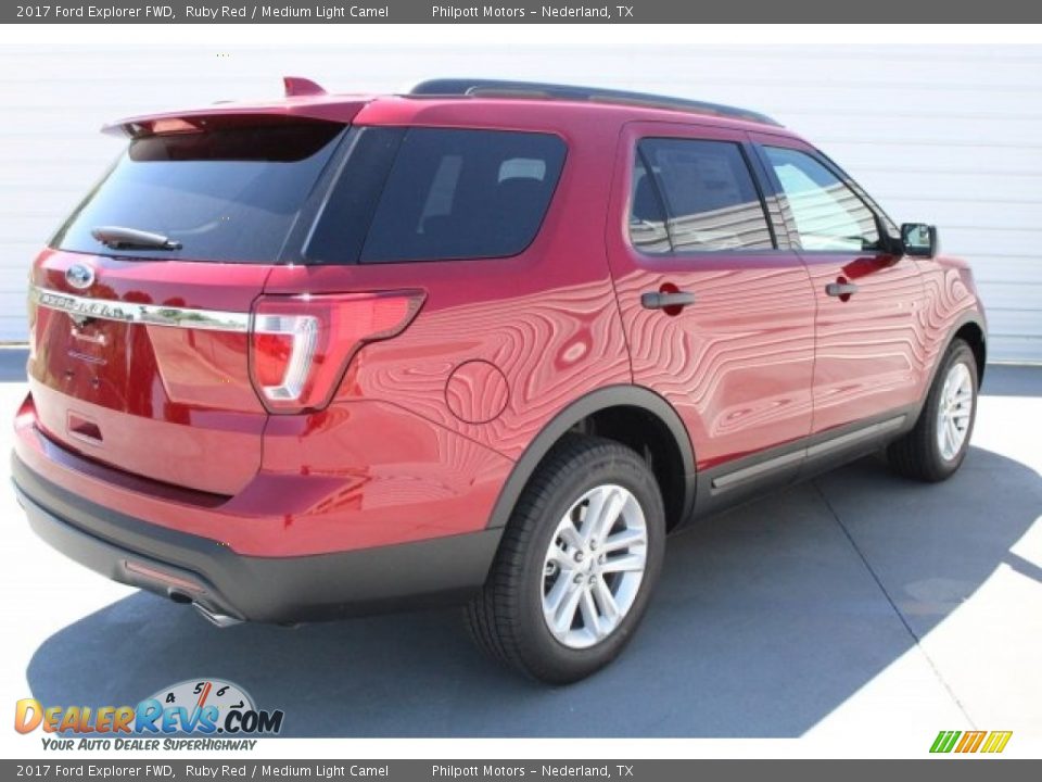 2017 Ford Explorer FWD Ruby Red / Medium Light Camel Photo #7