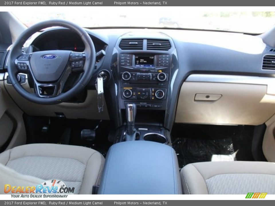 2017 Ford Explorer FWD Ruby Red / Medium Light Camel Photo #21