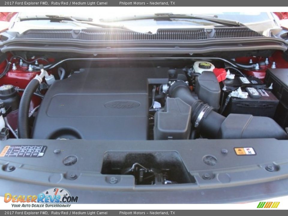 2017 Ford Explorer FWD Ruby Red / Medium Light Camel Photo #24