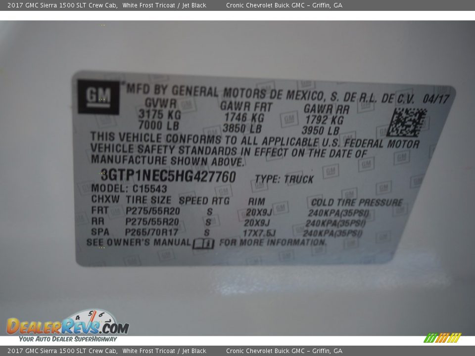 2017 GMC Sierra 1500 SLT Crew Cab White Frost Tricoat / Jet Black Photo #16