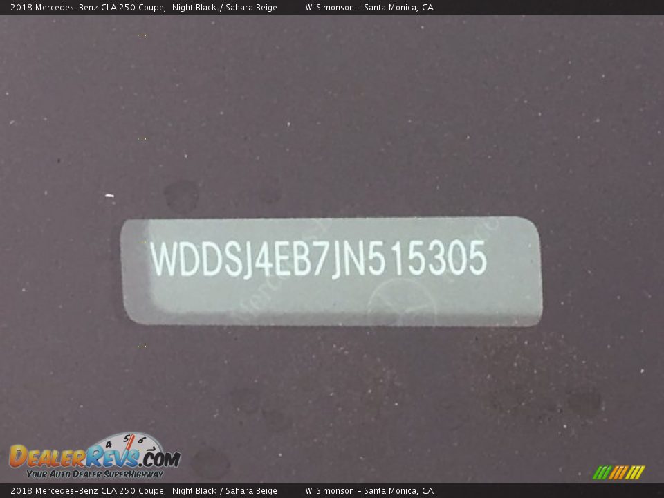 2018 Mercedes-Benz CLA 250 Coupe Night Black / Sahara Beige Photo #10