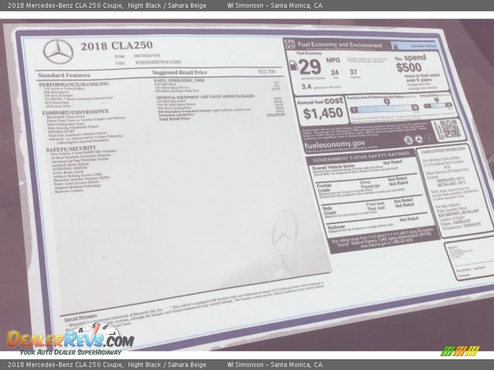 2018 Mercedes-Benz CLA 250 Coupe Night Black / Sahara Beige Photo #11