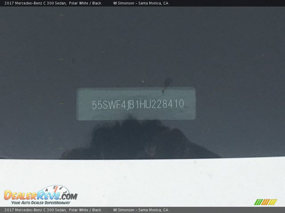 2017 Mercedes-Benz C 300 Sedan Polar White / Black Photo #10