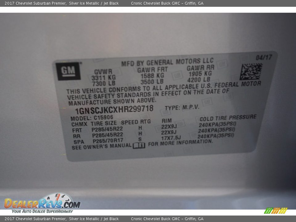 2017 Chevrolet Suburban Premier Silver Ice Metallic / Jet Black Photo #16