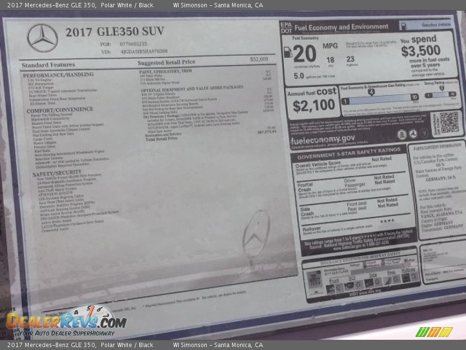 2017 Mercedes-Benz GLE 350 Polar White / Black Photo #11