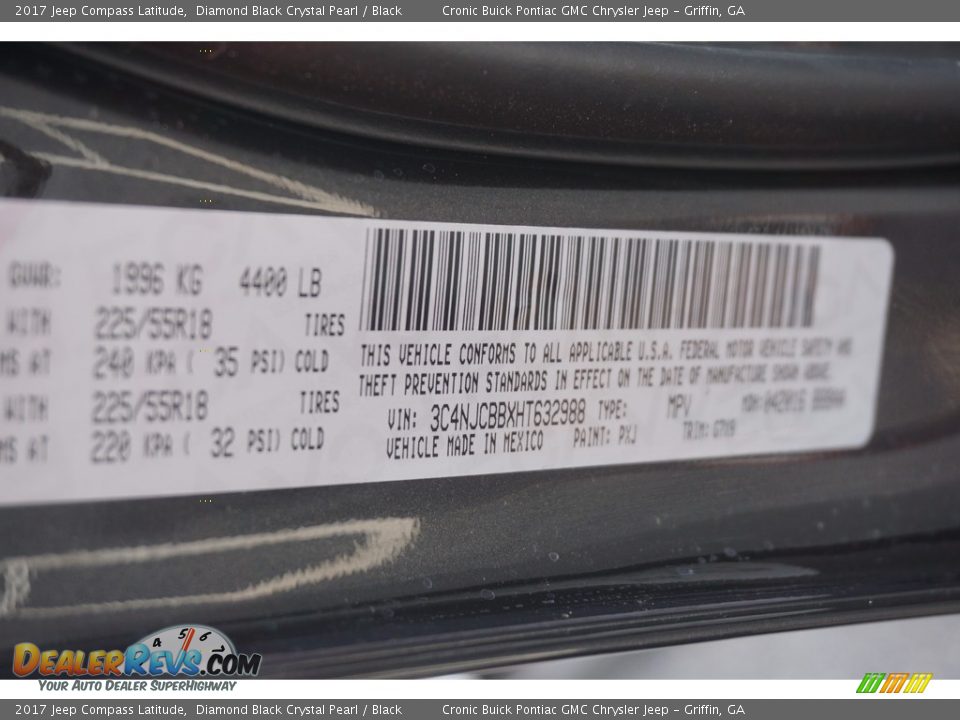 2017 Jeep Compass Latitude Diamond Black Crystal Pearl / Black Photo #16