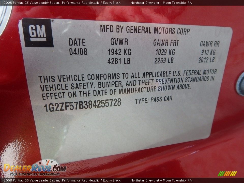 2008 Pontiac G6 Value Leader Sedan Performance Red Metallic / Ebony Black Photo #14