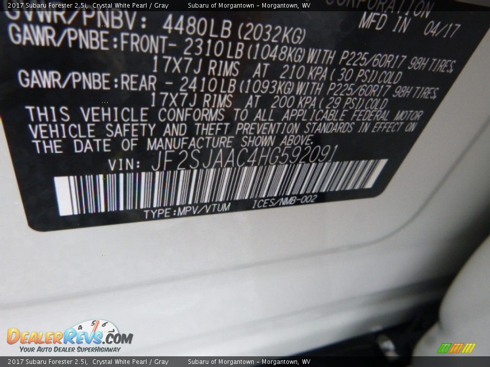 2017 Subaru Forester 2.5i Crystal White Pearl / Gray Photo #15
