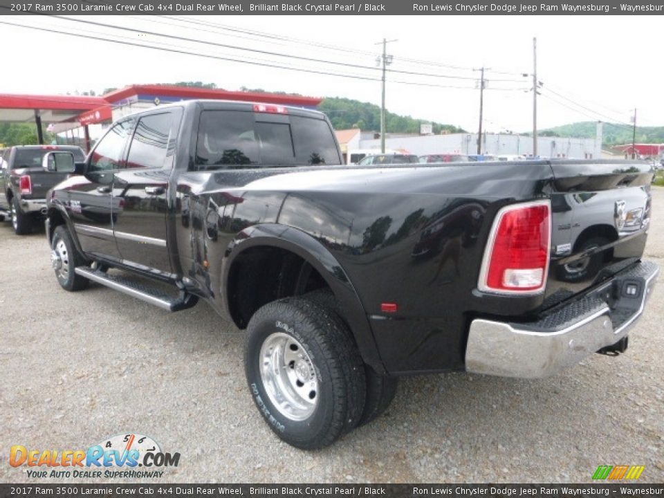 2017 Ram 3500 Laramie Crew Cab 4x4 Dual Rear Wheel Brilliant Black Crystal Pearl / Black Photo #3