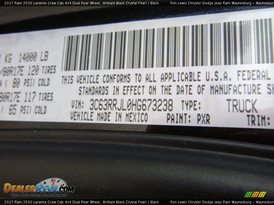 2017 Ram 3500 Laramie Crew Cab 4x4 Dual Rear Wheel Brilliant Black Crystal Pearl / Black Photo #16