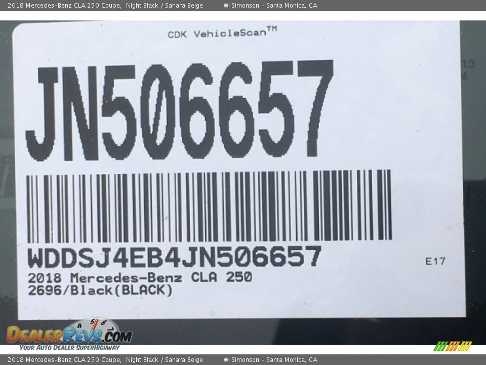 2018 Mercedes-Benz CLA 250 Coupe Night Black / Sahara Beige Photo #10