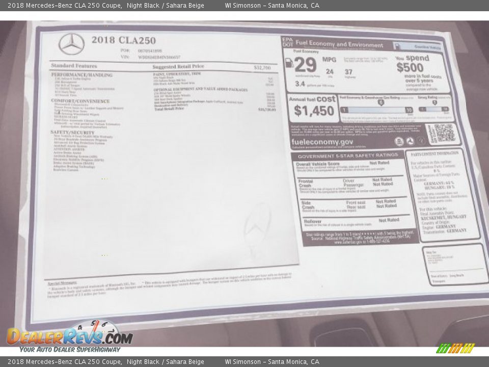 2018 Mercedes-Benz CLA 250 Coupe Night Black / Sahara Beige Photo #11