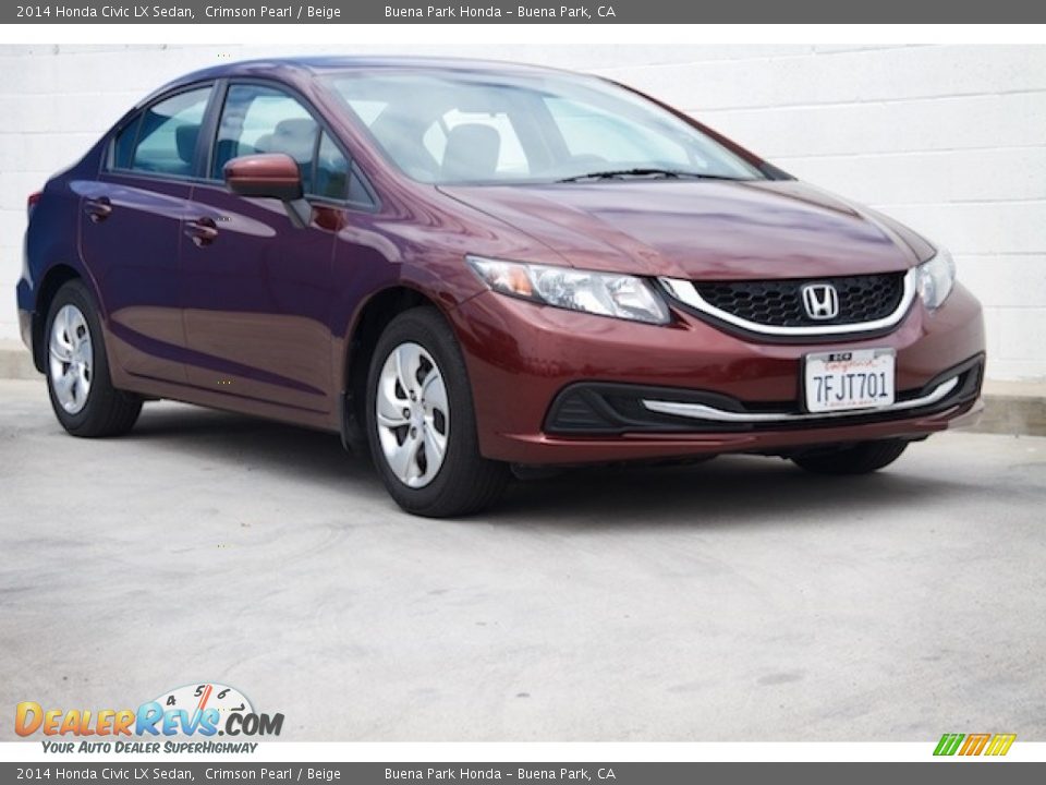 2014 Honda Civic LX Sedan Crimson Pearl / Beige Photo #1