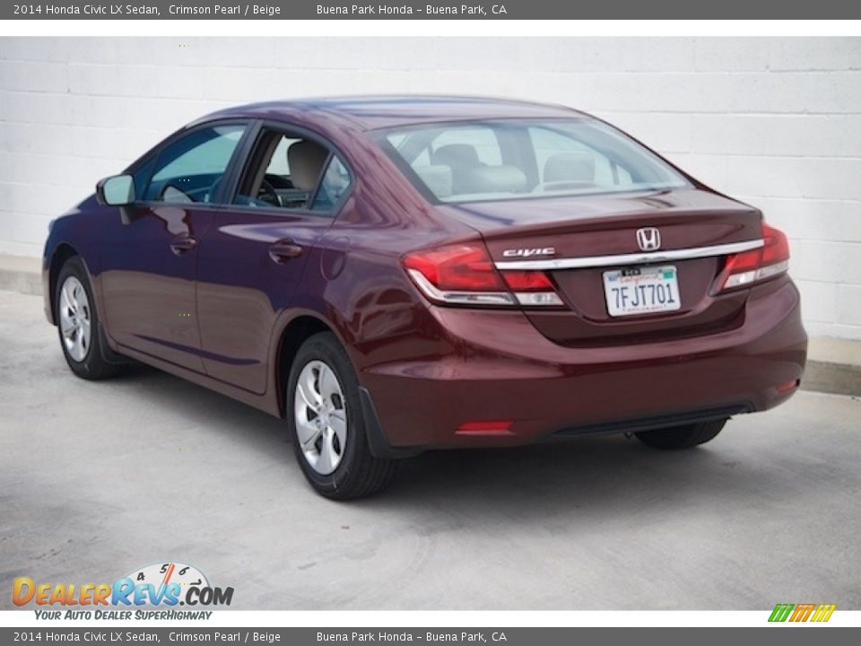 2014 Honda Civic LX Sedan Crimson Pearl / Beige Photo #2