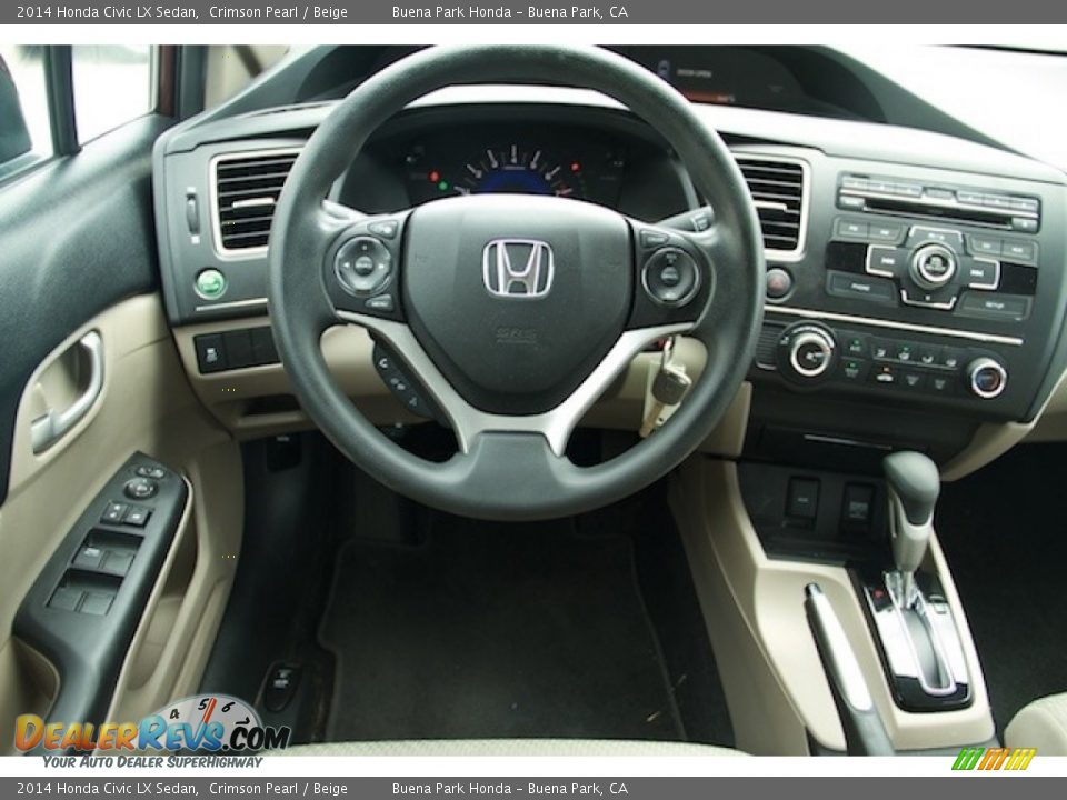 2014 Honda Civic LX Sedan Crimson Pearl / Beige Photo #5