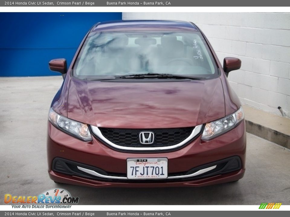 2014 Honda Civic LX Sedan Crimson Pearl / Beige Photo #7