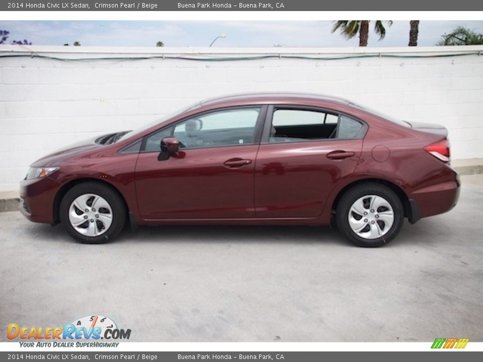 2014 Honda Civic LX Sedan Crimson Pearl / Beige Photo #8