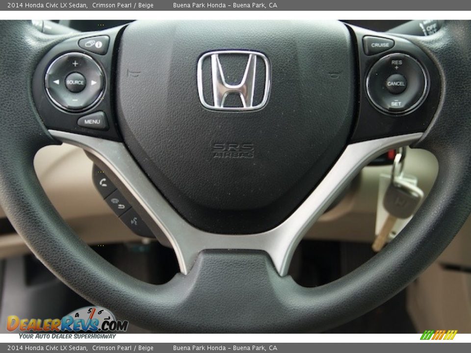 2014 Honda Civic LX Sedan Crimson Pearl / Beige Photo #11