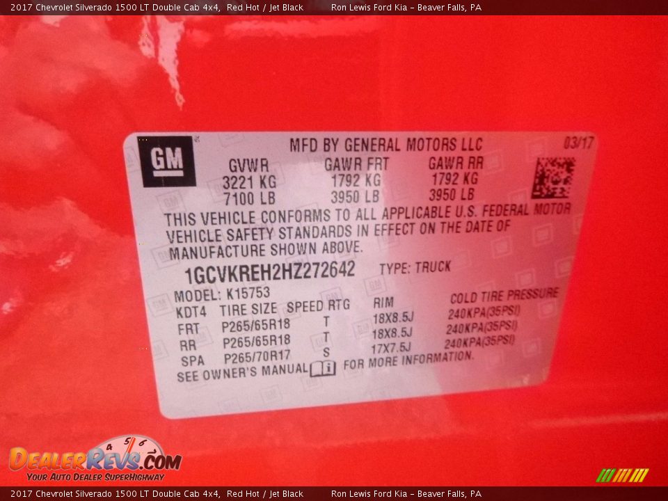 2017 Chevrolet Silverado 1500 LT Double Cab 4x4 Red Hot / Jet Black Photo #17