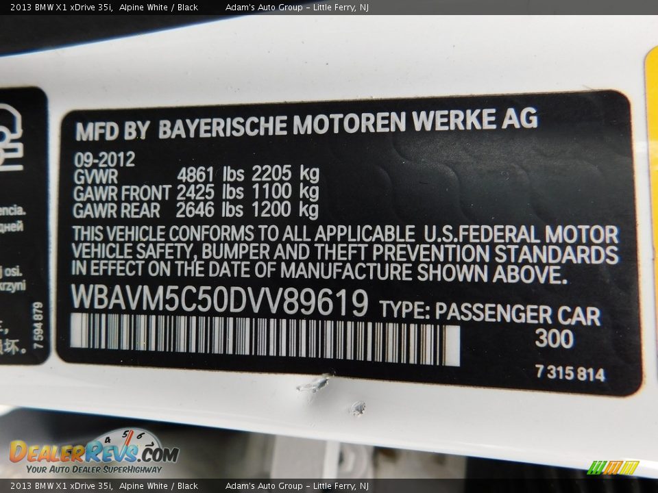 2013 BMW X1 xDrive 35i Alpine White / Black Photo #13
