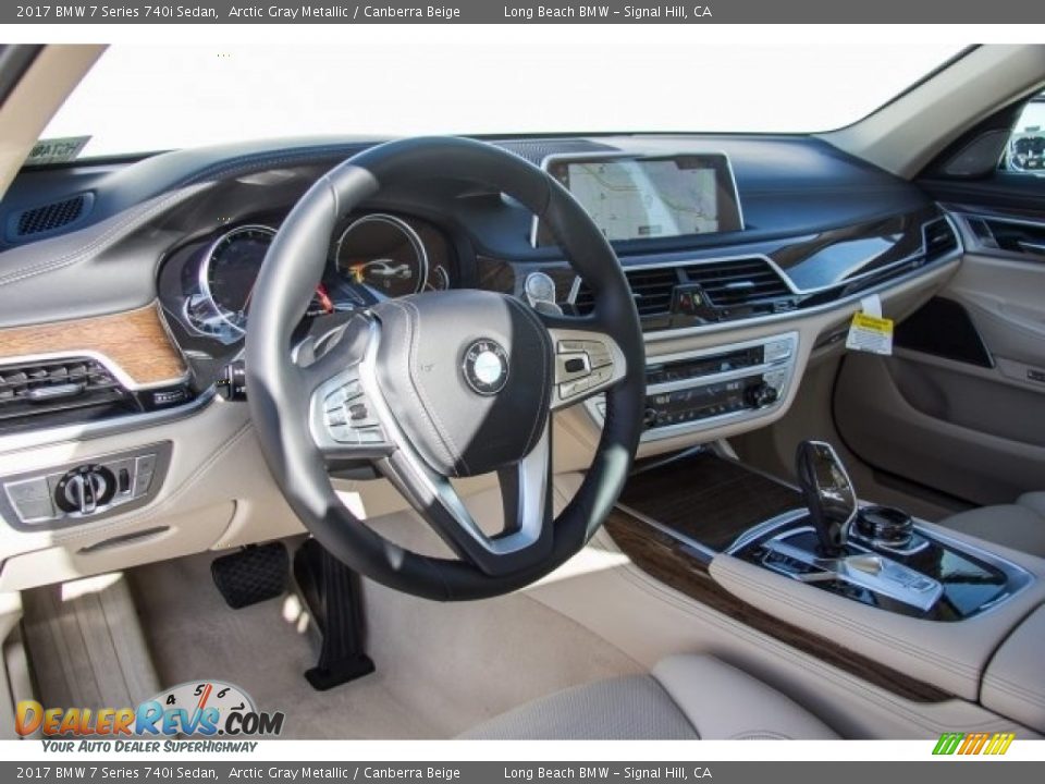 2017 BMW 7 Series 740i Sedan Arctic Gray Metallic / Canberra Beige Photo #6