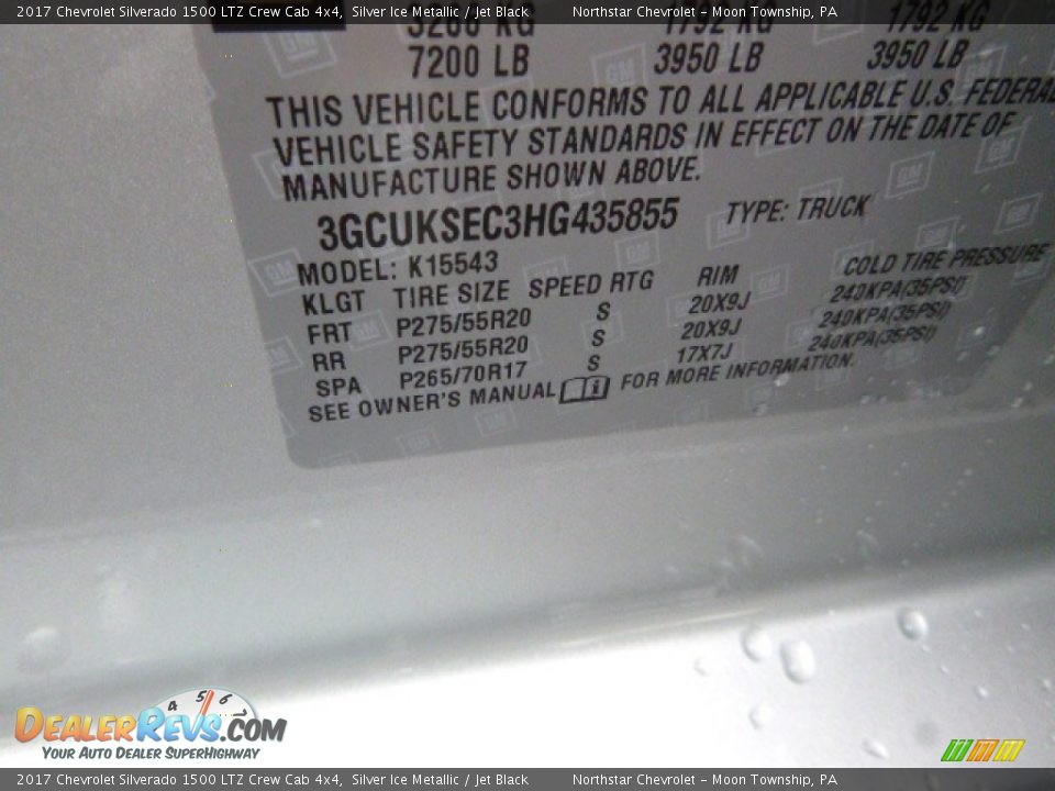2017 Chevrolet Silverado 1500 LTZ Crew Cab 4x4 Silver Ice Metallic / Jet Black Photo #17