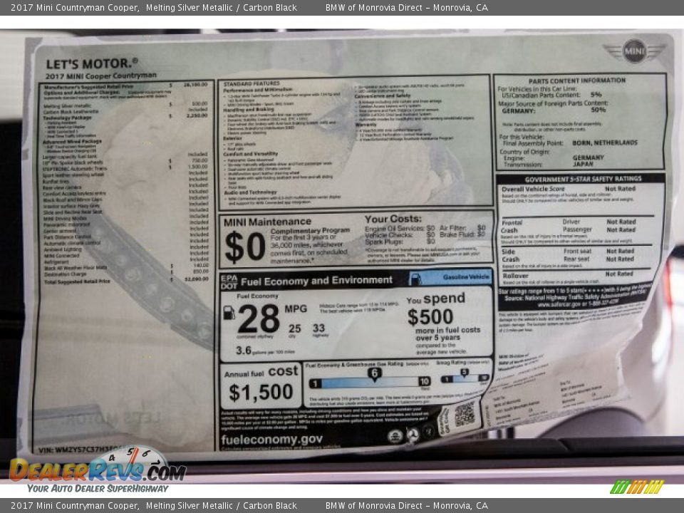 2017 Mini Countryman Cooper Melting Silver Metallic / Carbon Black Photo #10