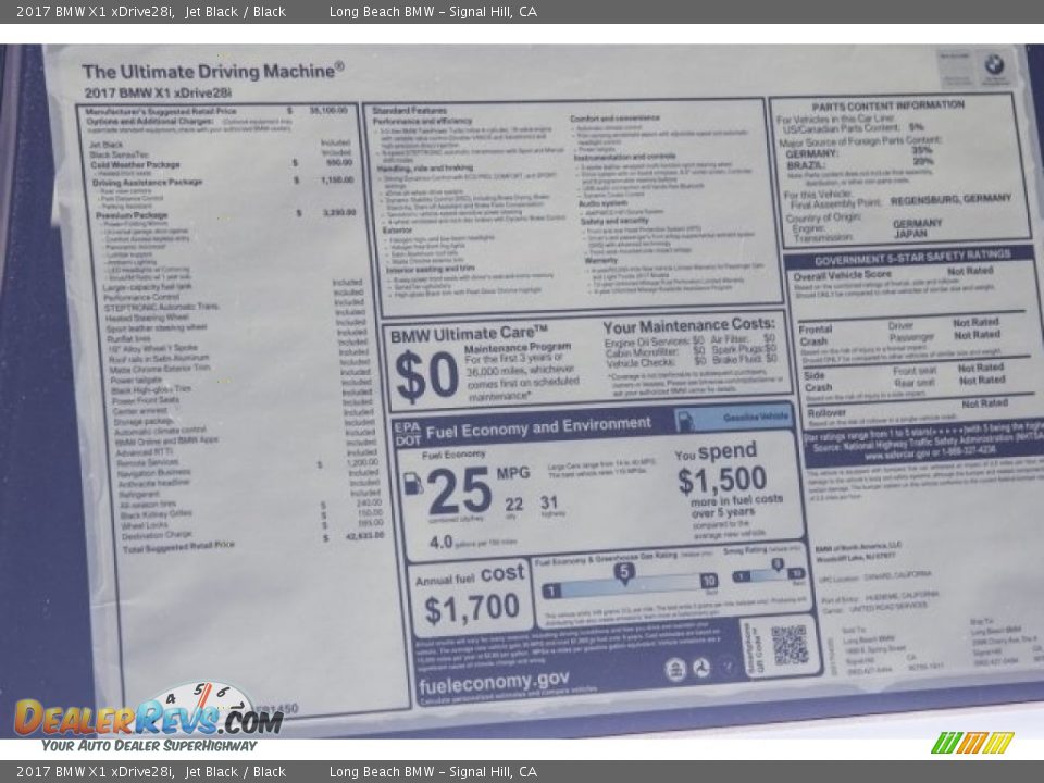 2017 BMW X1 xDrive28i Jet Black / Black Photo #9