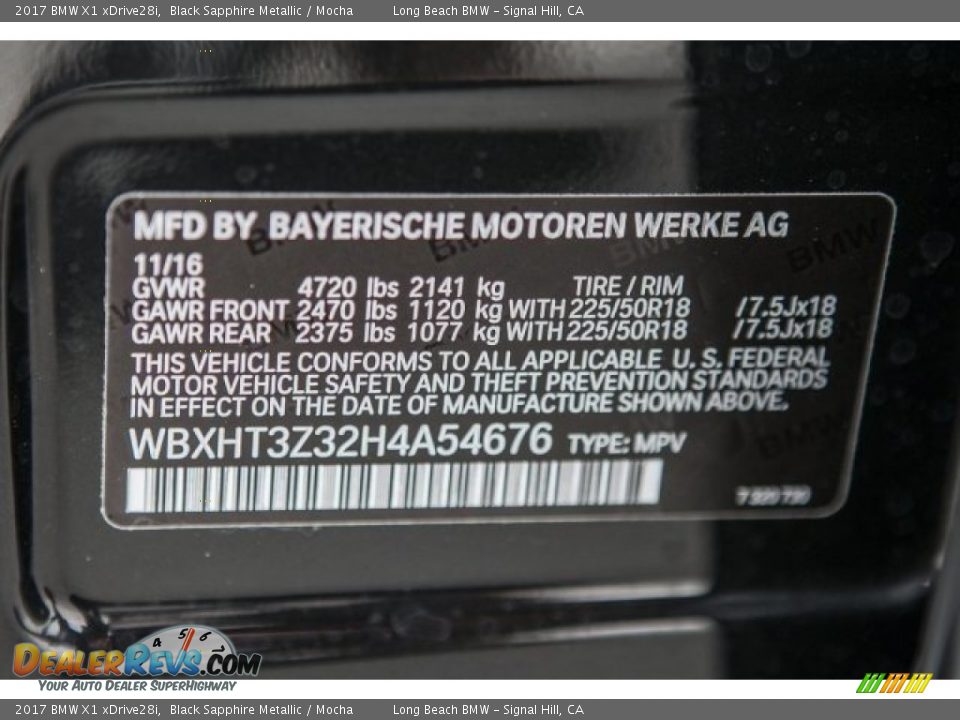 2017 BMW X1 xDrive28i Black Sapphire Metallic / Mocha Photo #10