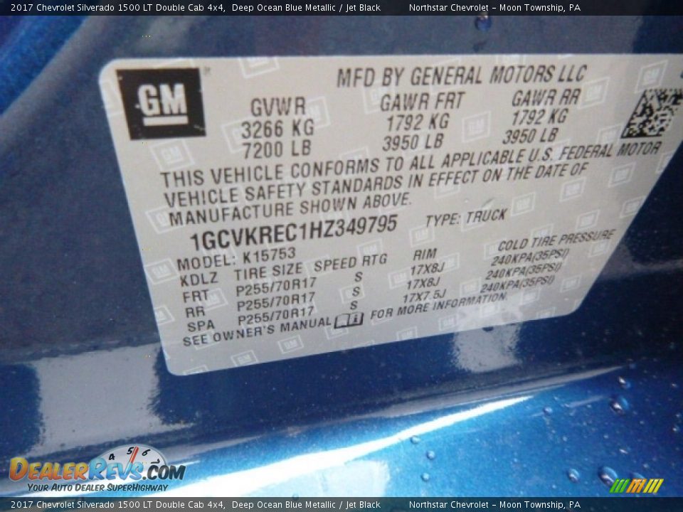 2017 Chevrolet Silverado 1500 LT Double Cab 4x4 Deep Ocean Blue Metallic / Jet Black Photo #17