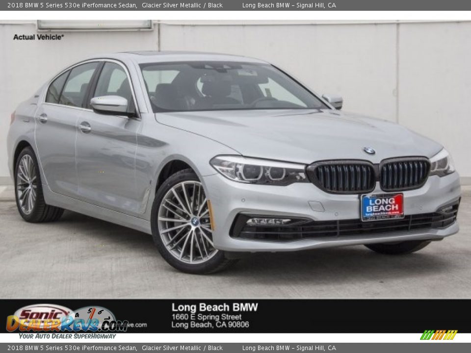2018 BMW 5 Series 530e iPerfomance Sedan Glacier Silver Metallic / Black Photo #1