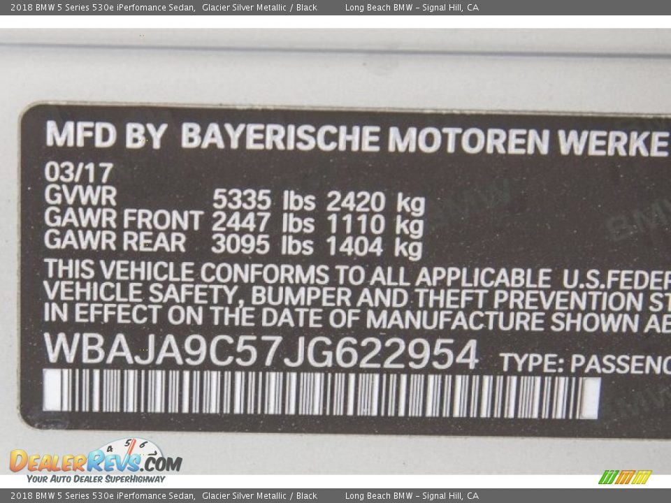 2018 BMW 5 Series 530e iPerfomance Sedan Glacier Silver Metallic / Black Photo #11