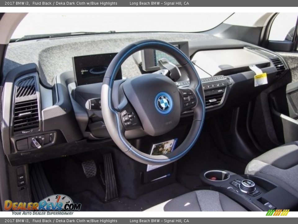 2017 BMW i3 Fluid Black / Deka Dark Cloth w/Blue Highlights Photo #6