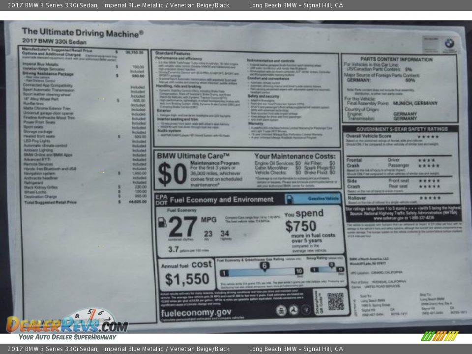 2017 BMW 3 Series 330i Sedan Imperial Blue Metallic / Venetian Beige/Black Photo #10