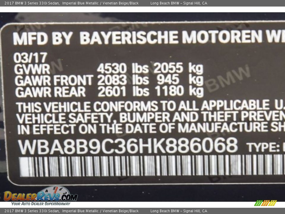 2017 BMW 3 Series 330i Sedan Imperial Blue Metallic / Venetian Beige/Black Photo #11