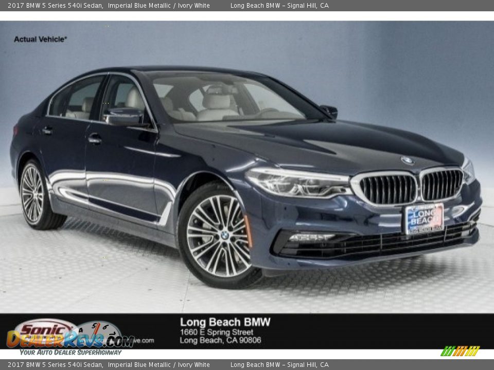 2017 BMW 5 Series 540i Sedan Imperial Blue Metallic / Ivory White Photo #1
