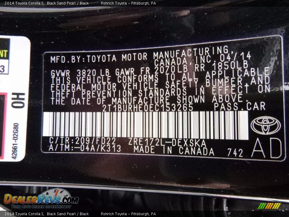 2014 Toyota Corolla S Black Sand Pearl / Black Photo #26