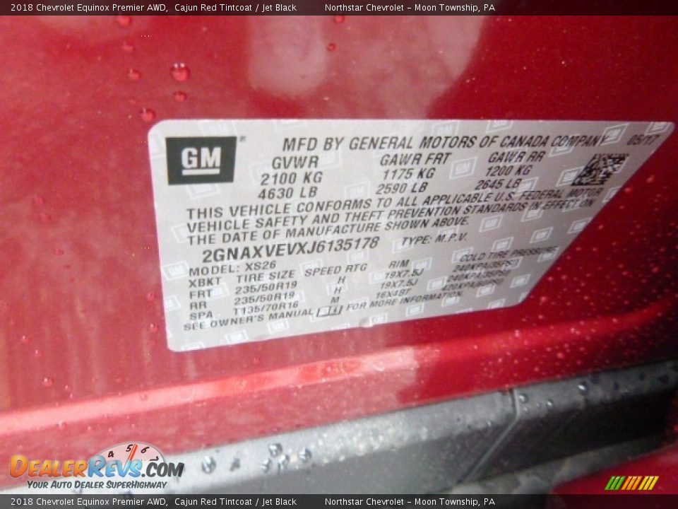 2018 Chevrolet Equinox Premier AWD Cajun Red Tintcoat / Jet Black Photo #17