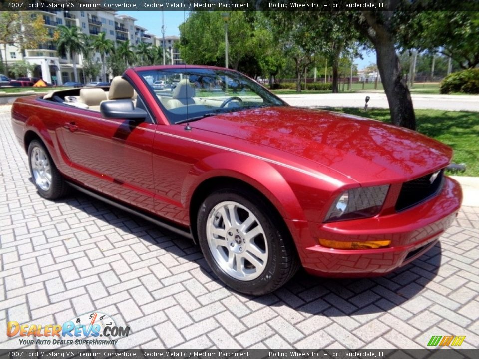 2007 Ford Mustang V6 Premium Convertible Redfire Metallic / Medium Parchment Photo #9
