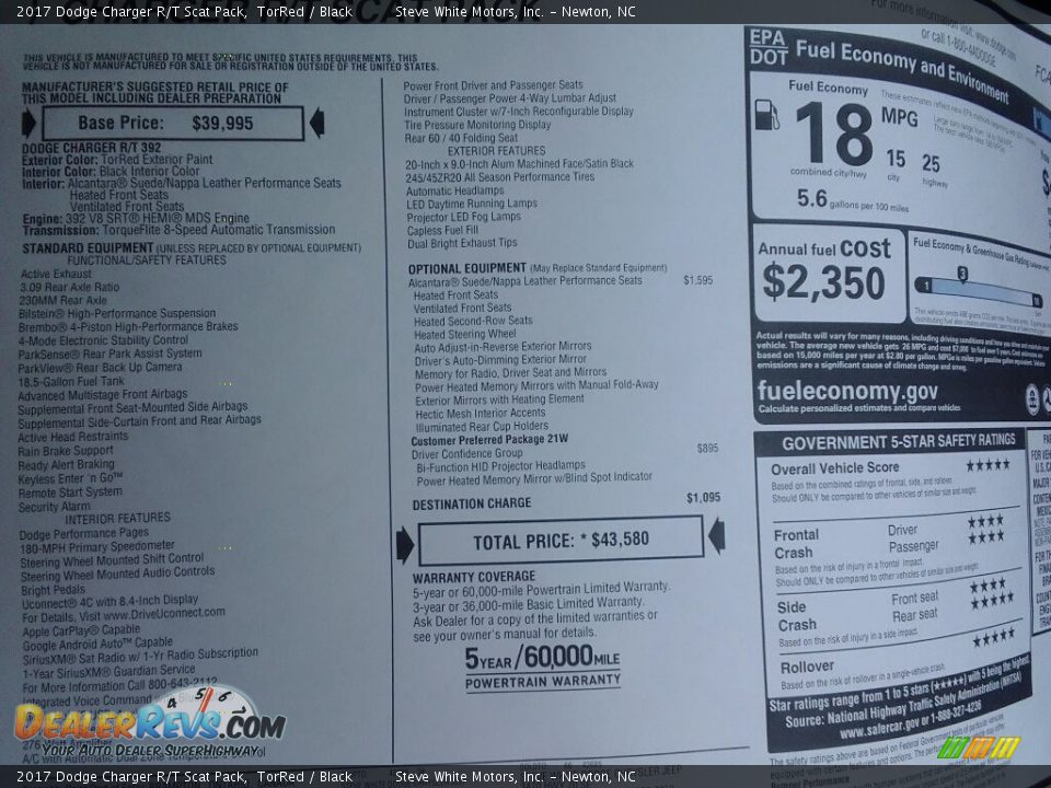 2017 Dodge Charger R/T Scat Pack TorRed / Black Photo #34