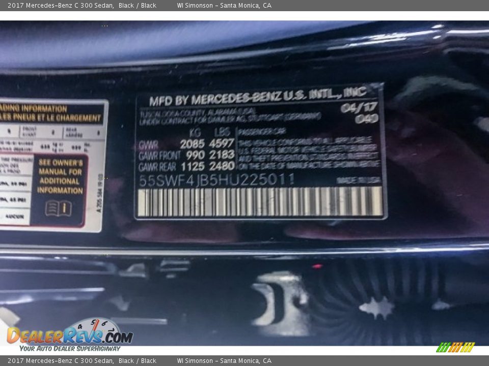 2017 Mercedes-Benz C 300 Sedan Black / Black Photo #10