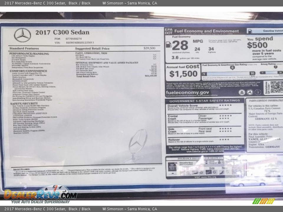 2017 Mercedes-Benz C 300 Sedan Black / Black Photo #11