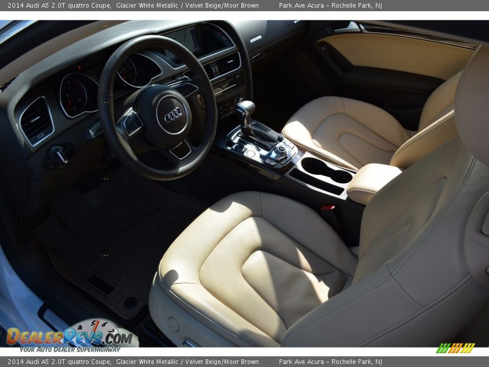 2014 Audi A5 2.0T quattro Coupe Glacier White Metallic / Velvet Beige/Moor Brown Photo #11