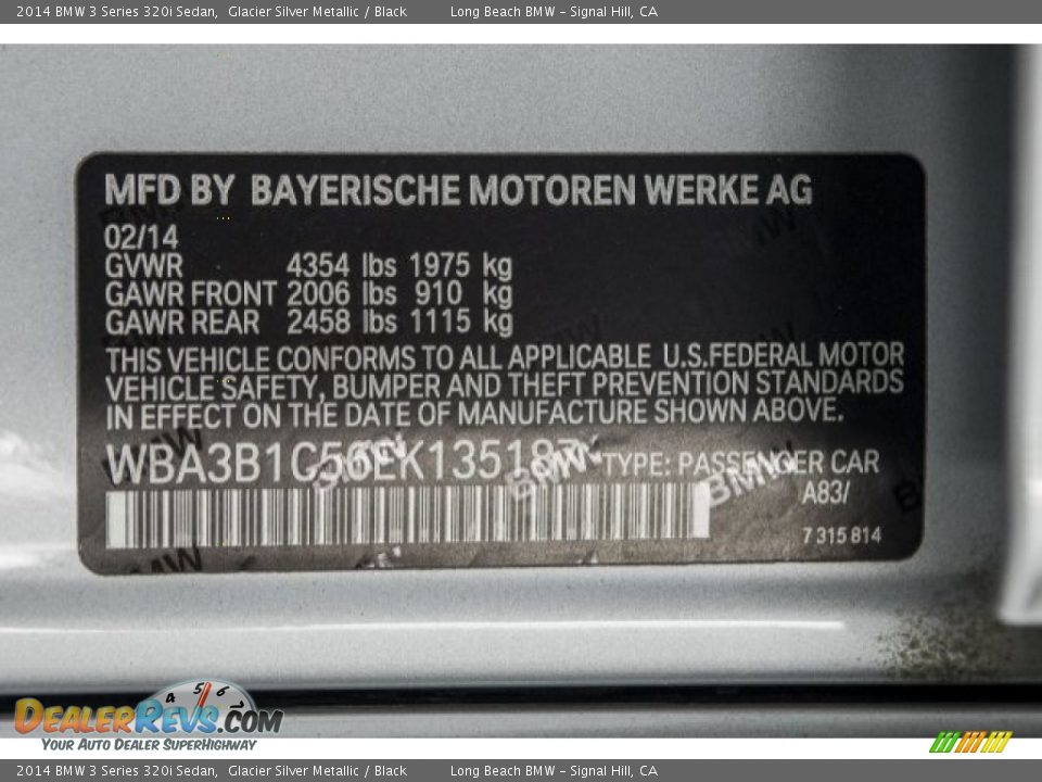 2014 BMW 3 Series 320i Sedan Glacier Silver Metallic / Black Photo #18