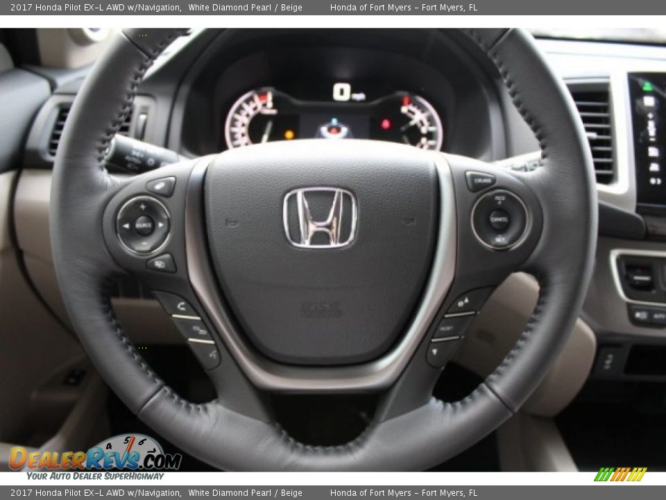 2017 Honda Pilot EX-L AWD w/Navigation White Diamond Pearl / Beige Photo #10