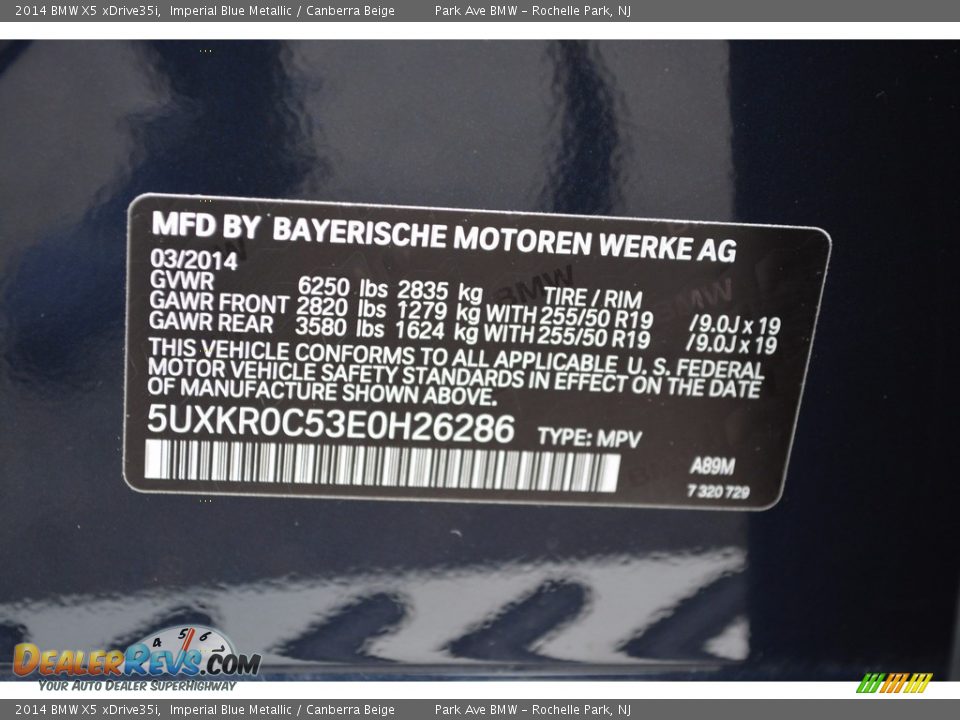 2014 BMW X5 xDrive35i Imperial Blue Metallic / Canberra Beige Photo #35