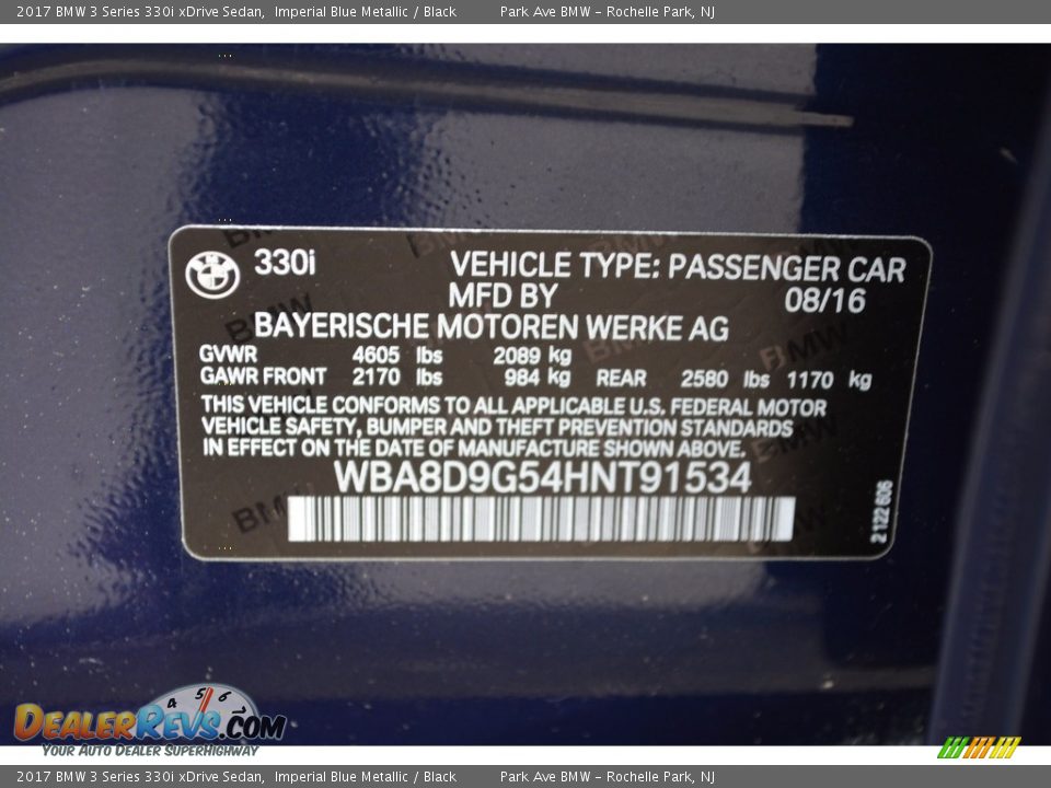 2017 BMW 3 Series 330i xDrive Sedan Imperial Blue Metallic / Black Photo #34
