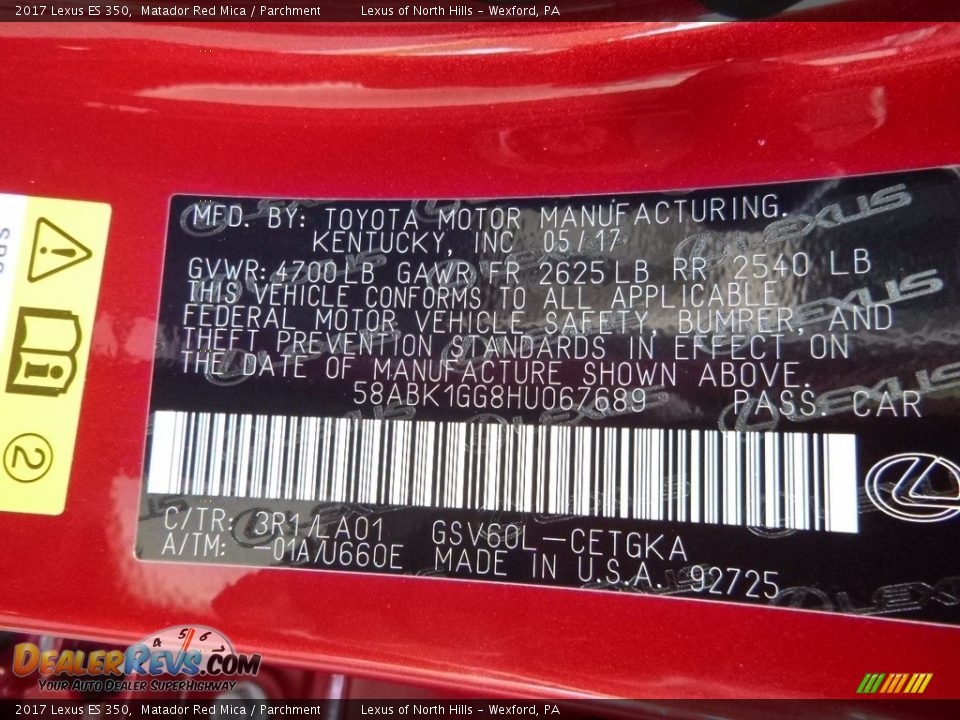 2017 Lexus ES 350 Matador Red Mica / Parchment Photo #11